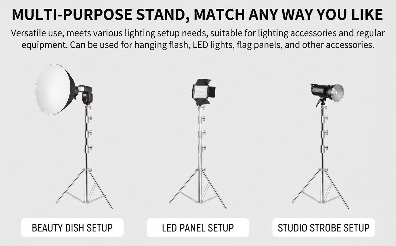 4M(13Ft) Stainless Steel Antenna Tripod Stand, Air Cushioned Corrosion-resistant Stainless Steel, Air Cushion Buffer, 1/4''&3/8'' Thread Adapter, Wind-resistant, Multi-scene POTA/Field