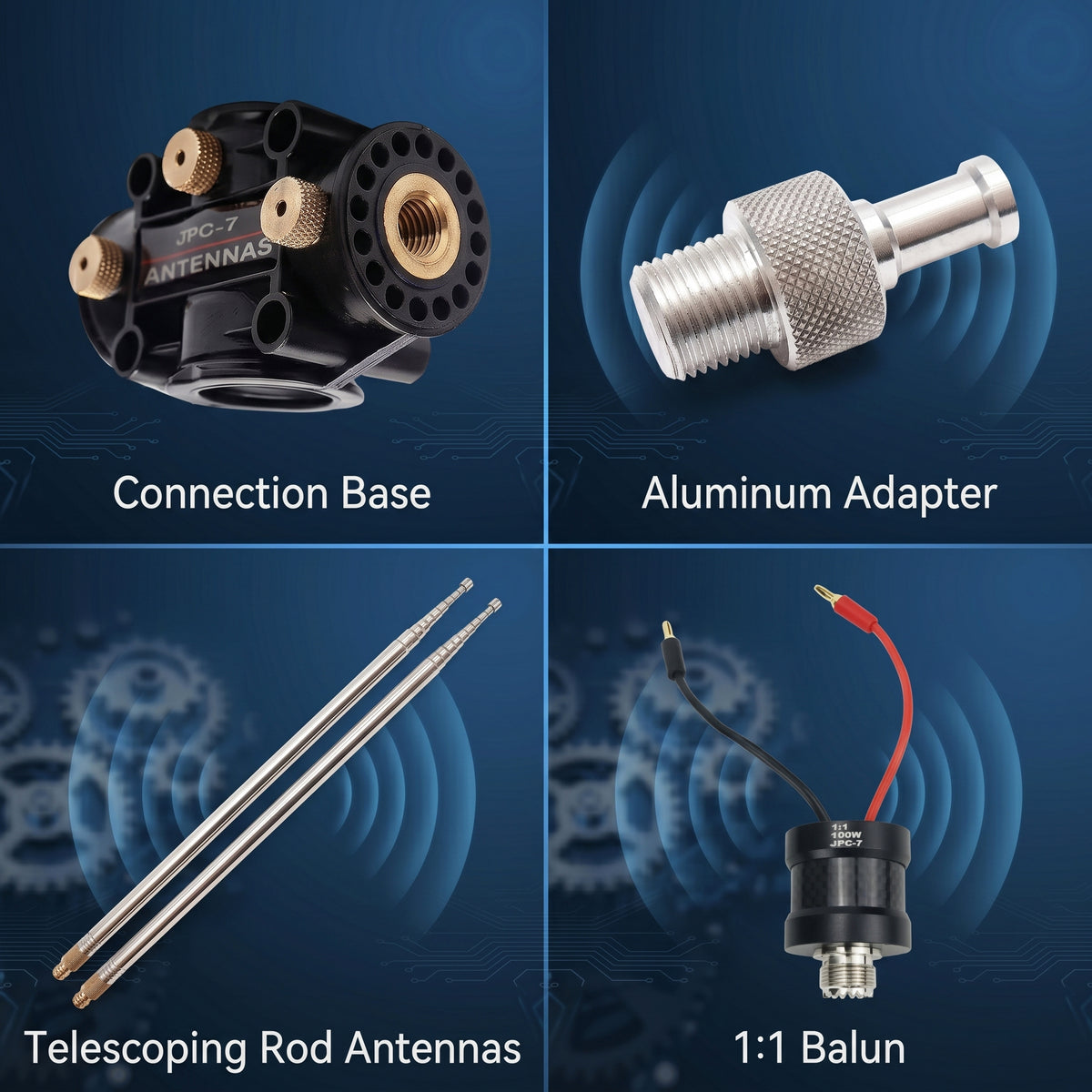JPC-7 HF Antennas for Ham Radio with Slide Regulator 7MHz-50MHz All Band Hf Vertical Antenna 100W for Outdoor/Balcony/Trip