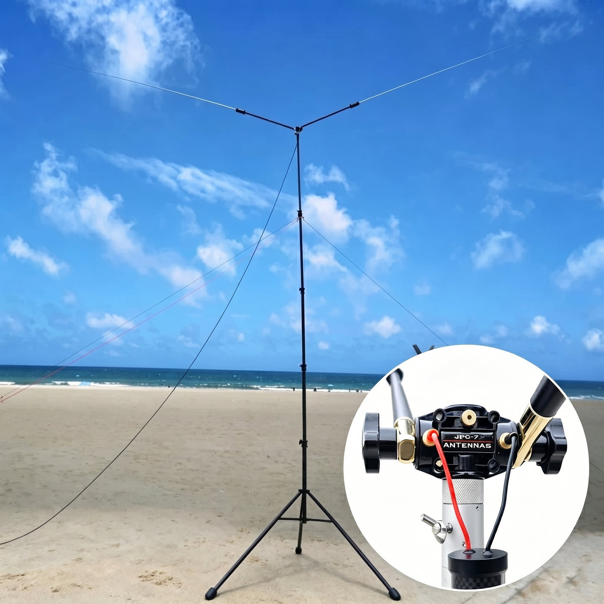 JPC-7 HF Antennas for Ham Radio with Slide Regulator 7MHz-50MHz All Band Hf Vertical Antenna 100W for Outdoor/Balcony/Trip