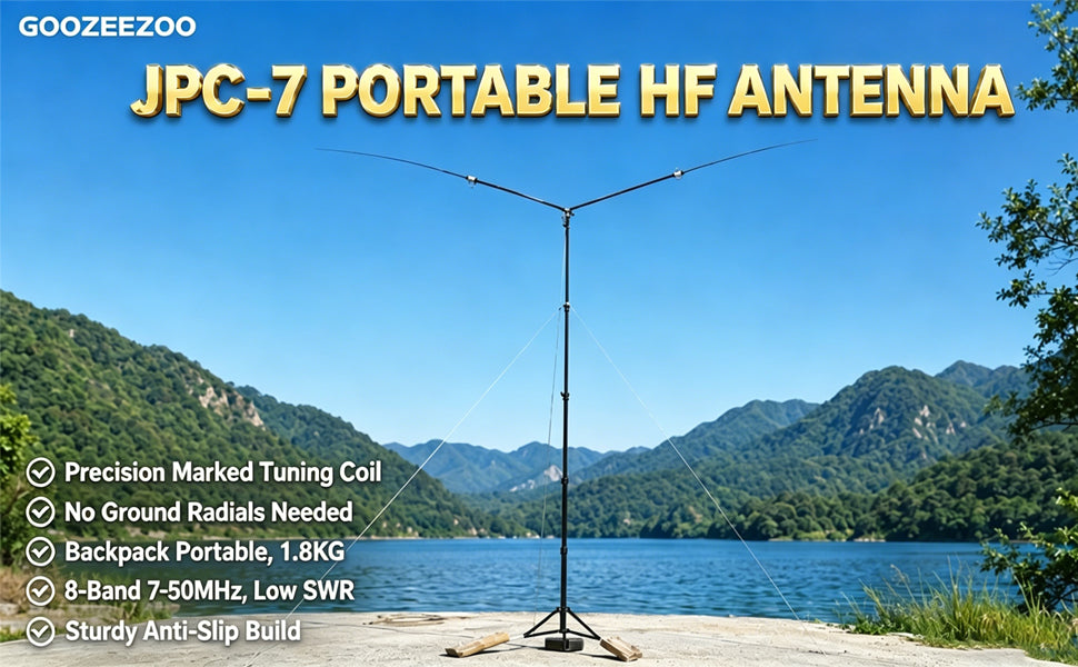 JPC-7 HF Antennas for Ham Radio with Slide Regulator 7MHz-50MHz All Band Hf Vertical Antenna 100W for Outdoor/Balcony/Trip