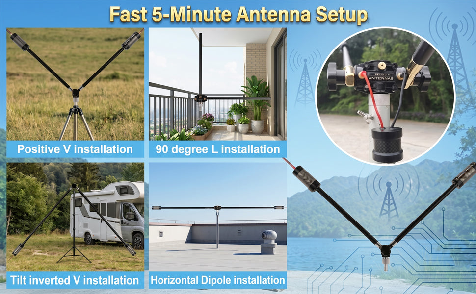 JPC-7 HF Antennas for Ham Radio with Slide Regulator 7MHz-50MHz All Band Hf Vertical Antenna 100W for Outdoor/Balcony/Trip