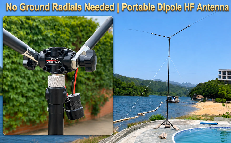 JPC-7 HF Antennas for Ham Radio with Slide Regulator 7MHz-50MHz All Band Hf Vertical Antenna 100W for Outdoor/Balcony/Trip