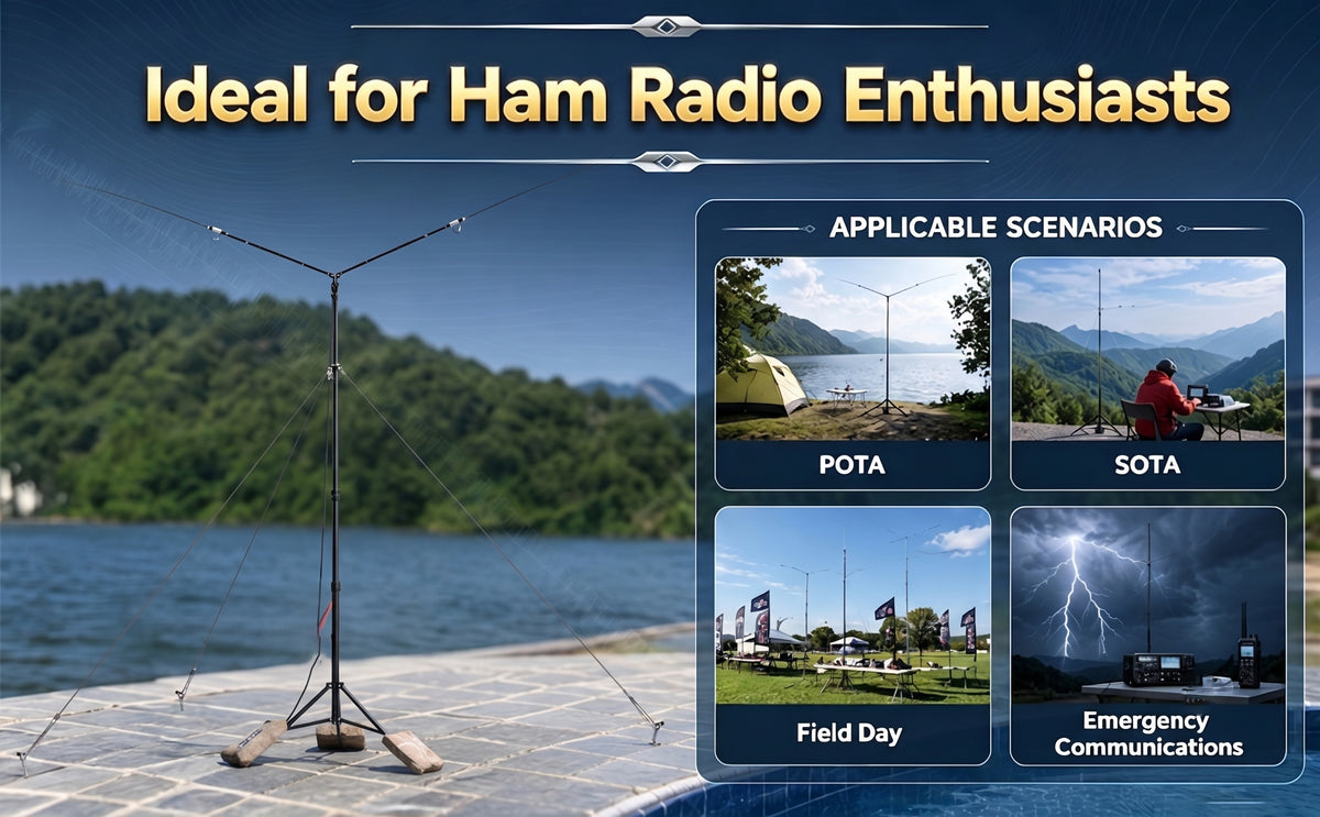 JPC-7 HF Antennas for Ham Radio with Slide Regulator 7MHz-50MHz All Band Hf Vertical Antenna 100W for Outdoor/Balcony/Trip
