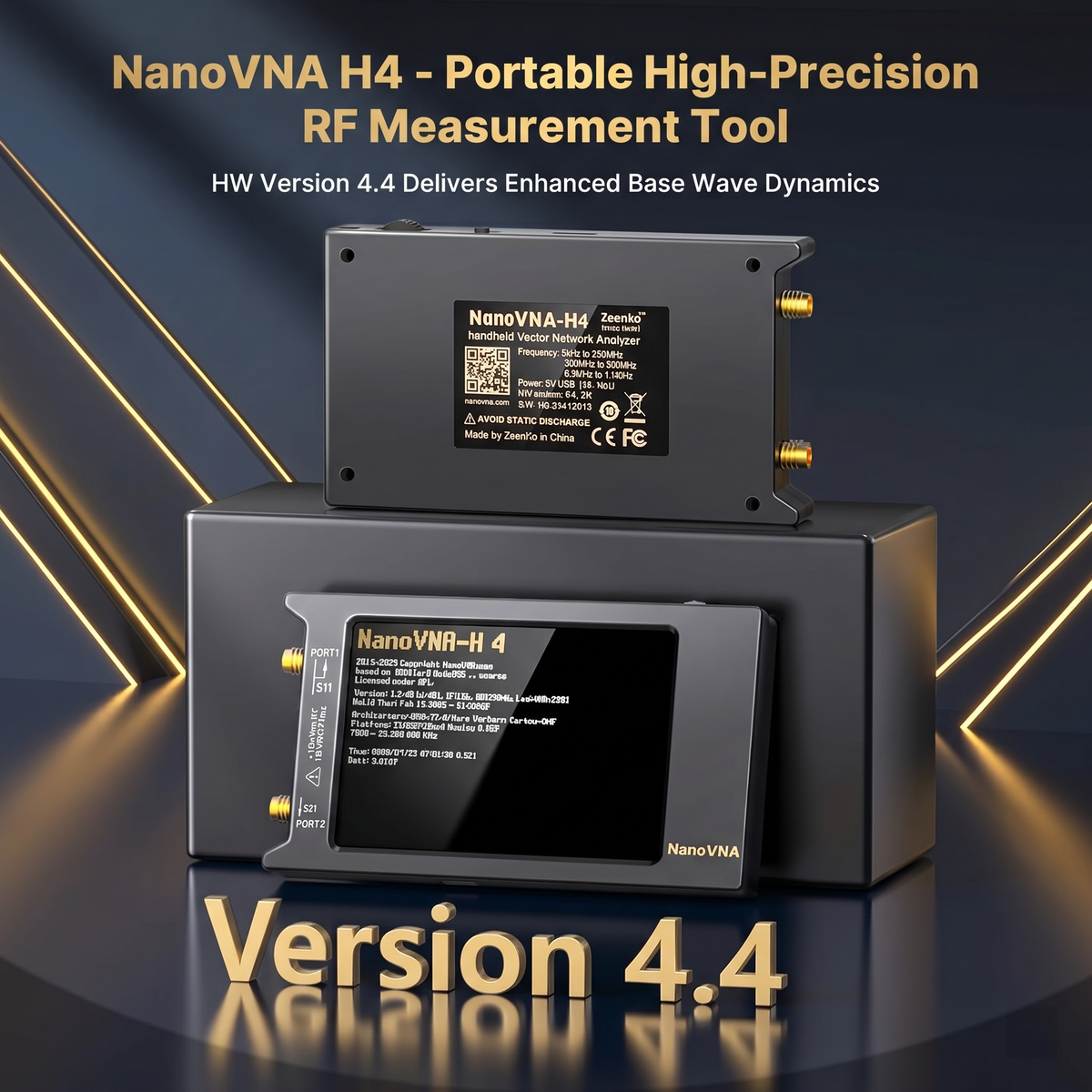 NanoVNA-H4 Vector Network Analyzer V4.4, 9kHz-1.5GHz 4-inch Touchscreen, Supports S-parameter/SWR/Smith Chart/TDR Test, 1950mAh Battery, Full Calibration Accessory Kit Included