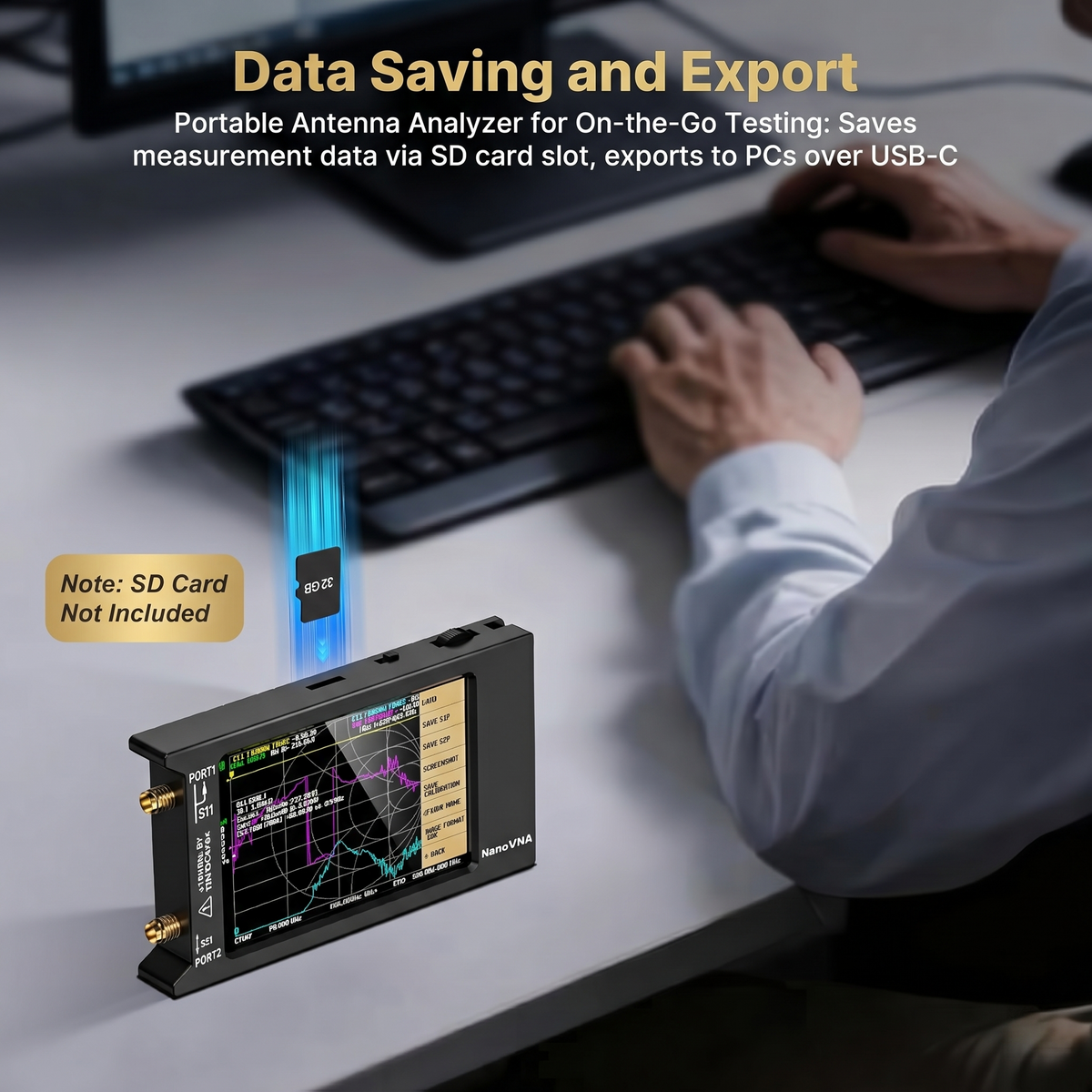 NanoVNA-H4 Vector Network Analyzer V4.4, 9kHz-1.5GHz 4-inch Touchscreen, Supports S-parameter/SWR/Smith Chart/TDR Test, 1950mAh Battery, Full Calibration Accessory Kit Included