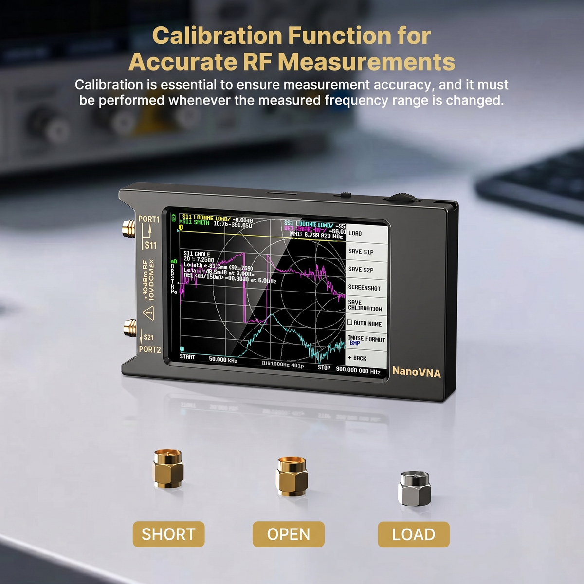 NanoVNA-H4 Vector Network Analyzer V4.4, 9kHz-1.5GHz 4-inch Touchscreen, Supports S-parameter/SWR/Smith Chart/TDR Test, 1950mAh Battery, Full Calibration Accessory Kit Included