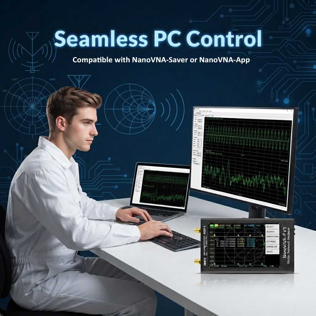 NanoVNA-F V3 Vector Network Analyzer, 4.3" Touchscreen 1MHz–6GHz Supports S11/S21/SWR/TDR/Smith Chart, Metal Shielding Shell, Built-in 4500mAh Battery, Compatible with NanoVNA-Saver Software