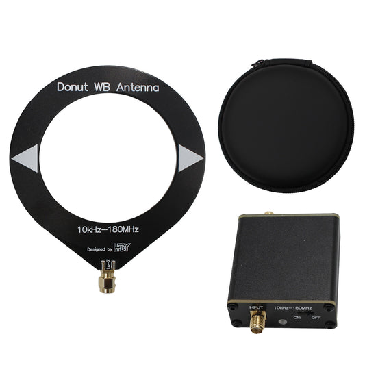 Donut WB Antenna, GOOZEEZOO 10KHz - 180MHz Mini Loop Antenna for Ham Radio Suitable for All Models of Radios, Walkie Talkies, SDR with Low Impedance Converter Built-in 600mAh Battery