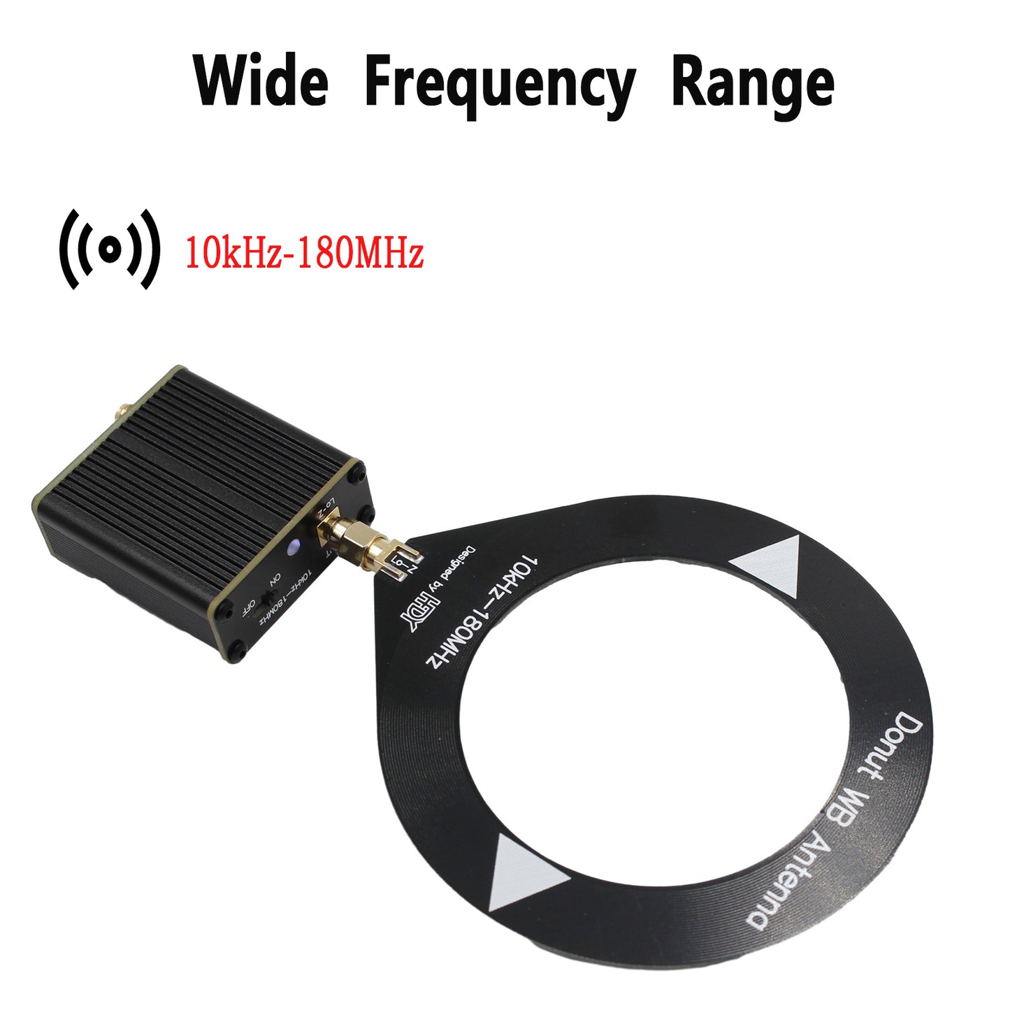 Donut WB Antenna, GOOZEEZOO 10KHz - 180MHz Mini Loop Antenna for Ham Radio Suitable for All Models of Radios, Walkie Talkies, SDR with Low Impedance Converter Built-in 600mAh Battery