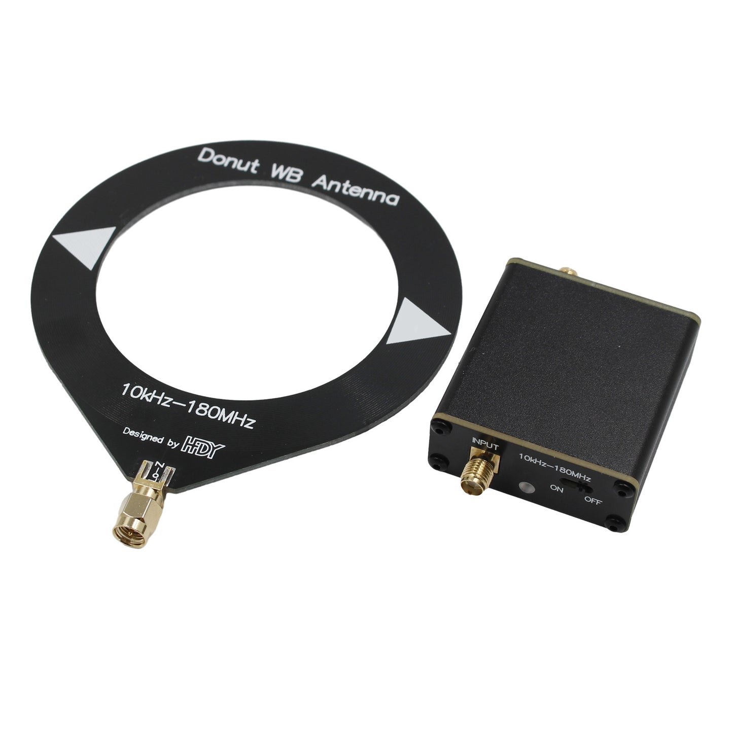 Donut WB Antenna, GOOZEEZOO 10KHz - 180MHz Mini Loop Antenna for Ham Radio Suitable for All Models of Radios, Walkie Talkies, SDR with Low Impedance Converter Built-in 600mAh Battery