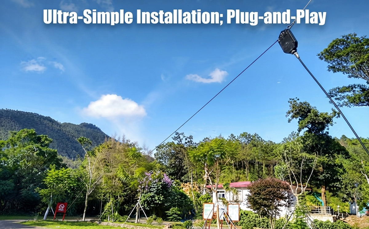 8010-1000W End Fed Half Wave Antenna 8 Bands 40m Long Wire 1000W End Fed Antenna, 10m/12m/15m/17m 20m/30m/40m/80m, Low SWR 1:64 Balun, No Tuning Great for POTA/SOTA, Waterproof Housing