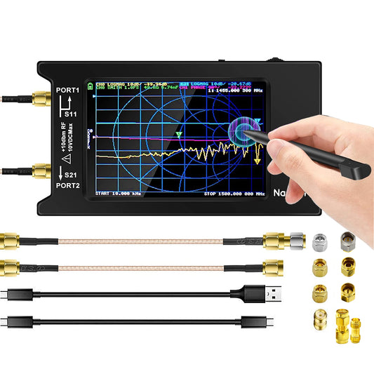 NanoVNA-H4 Vector Network Analyzer with 9 SMA Calibration, Lastest V4.3/V4.2 10KHz-1.5GHz HF VHF UHF 4" Touch Screen Antenna Analyzer Ham Radio, Measuring S Parameters, SWR, Phase, Delay, Smith Chart