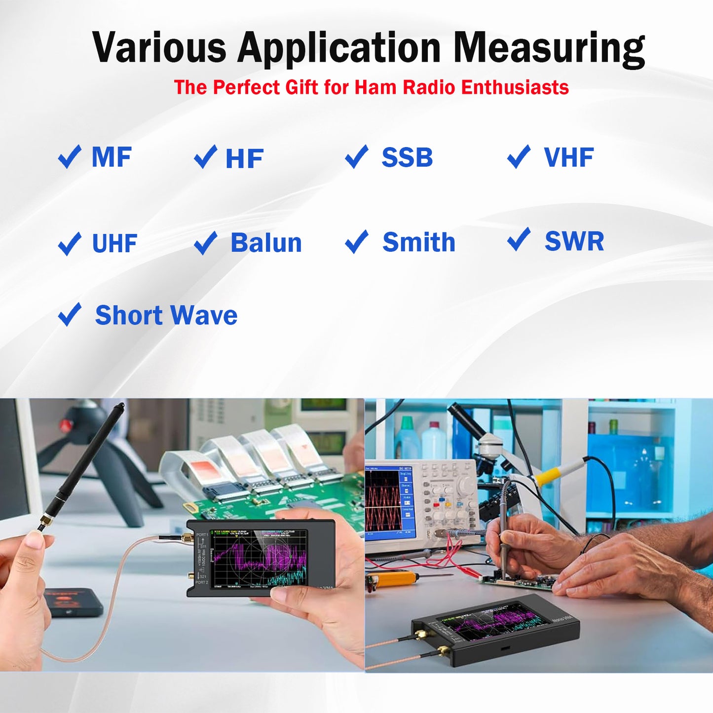 NanoVNA-H4 Vector Network Analyzer with 9 SMA Calibration, Lastest V4.3/V4.2 10KHz-1.5GHz HF VHF UHF 4" Touch Screen Antenna Analyzer Ham Radio, Measuring S Parameters, SWR, Phase, Delay, Smith Chart