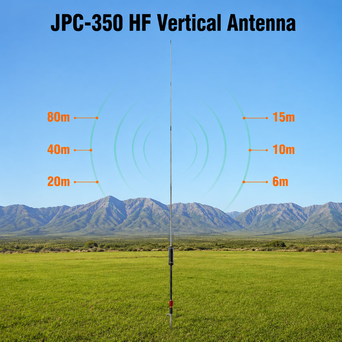 Upgraded JPC-350 100W HF Antennas for Ham Radio, 80-6 Meters 8 Bands, Portable Hf Vertical Antenna for Outdoor 5.6 Meter(18.4Ft) (M10)