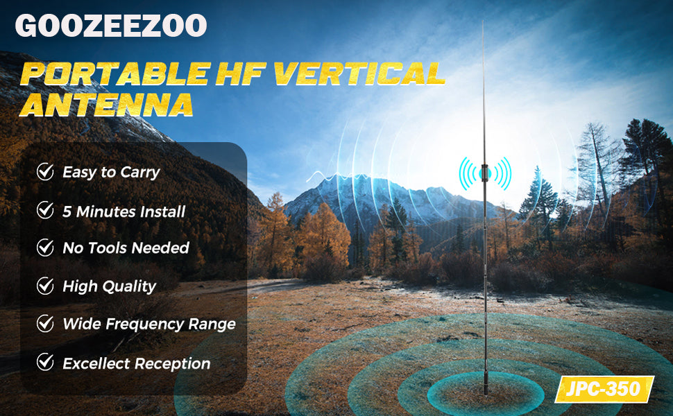Upgraded JPC-350 100W HF Antennas for Ham Radio, 80-6 Meters 8 Bands, Portable Hf Vertical Antenna for Outdoor 5.6 Meter(18.4Ft) (M10)