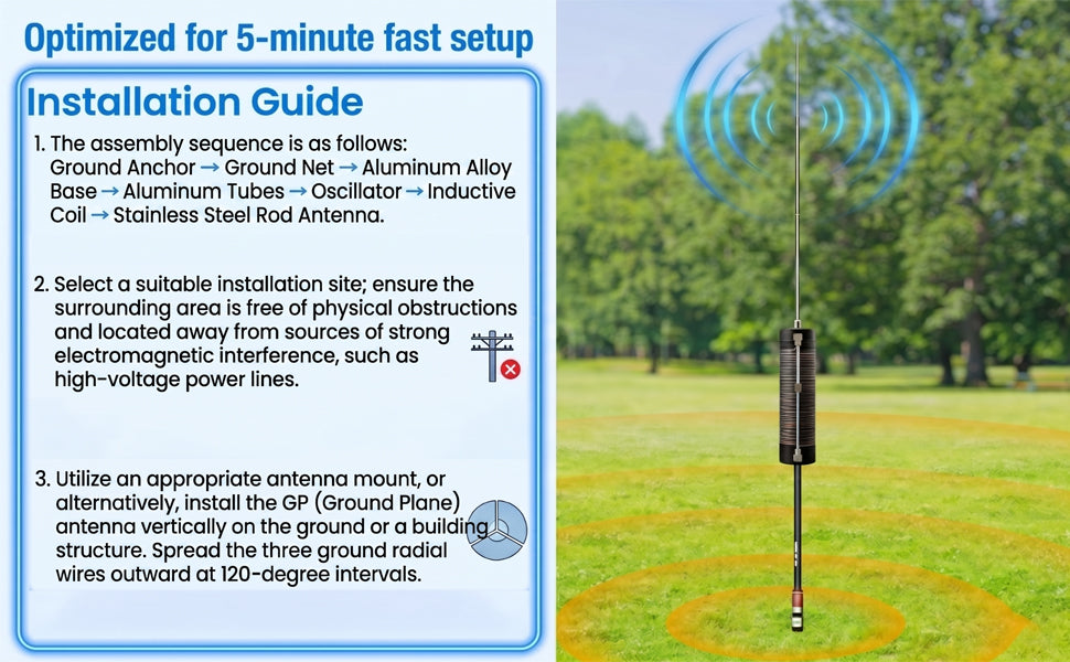 Upgraded JPC-350 100W HF Antennas for Ham Radio, 80-6 Meters 8 Bands, Portable Hf Vertical Antenna for Outdoor 5.6 Meter(18.4Ft) (M10)
