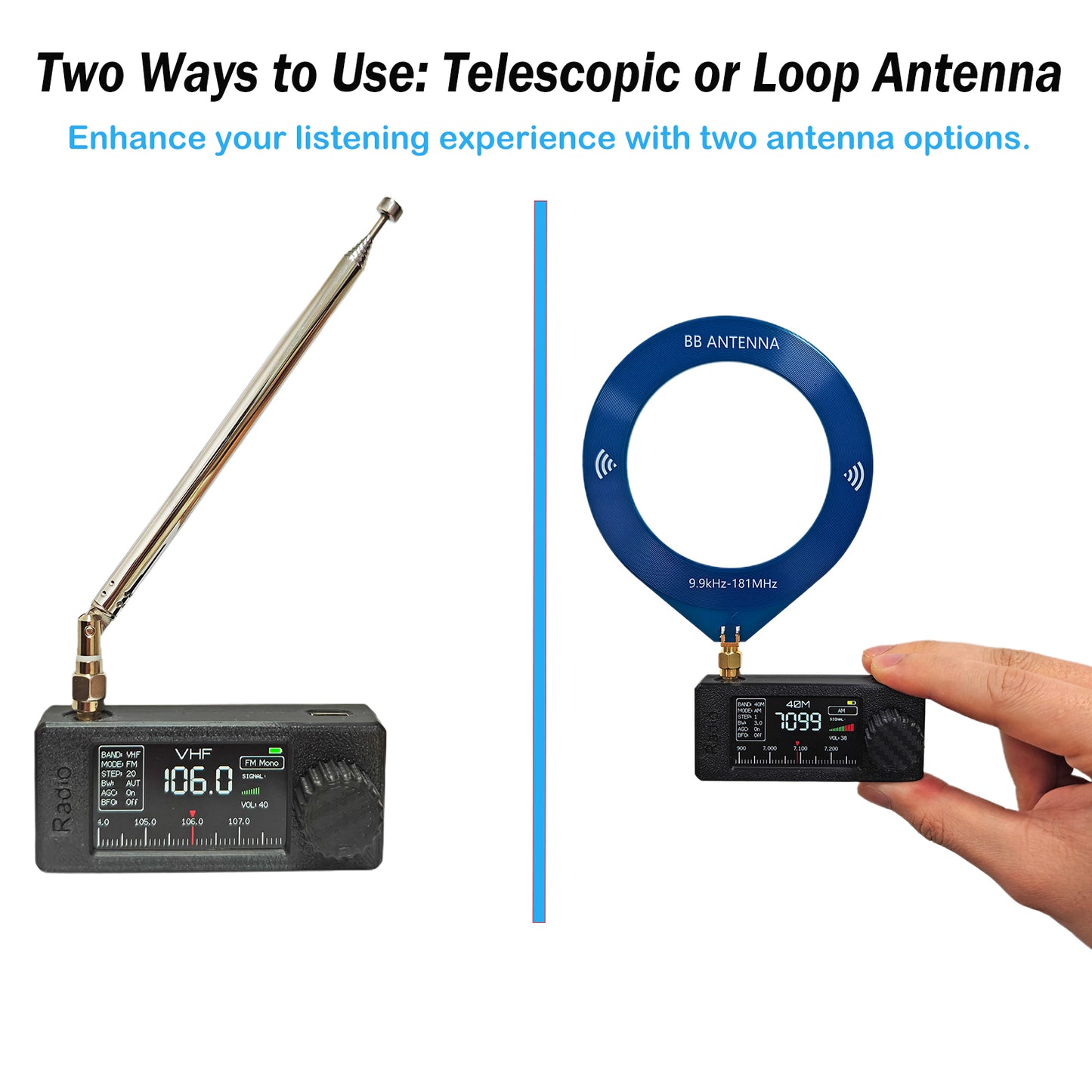 Si4732 Mini Radio Portable Shortwave Radio Receiver with 9" IPS Display |AM/FM/SW/LW/RDS Telescopic & Loop Antenna for Outdoor Adventures, Travel, and Daily Use