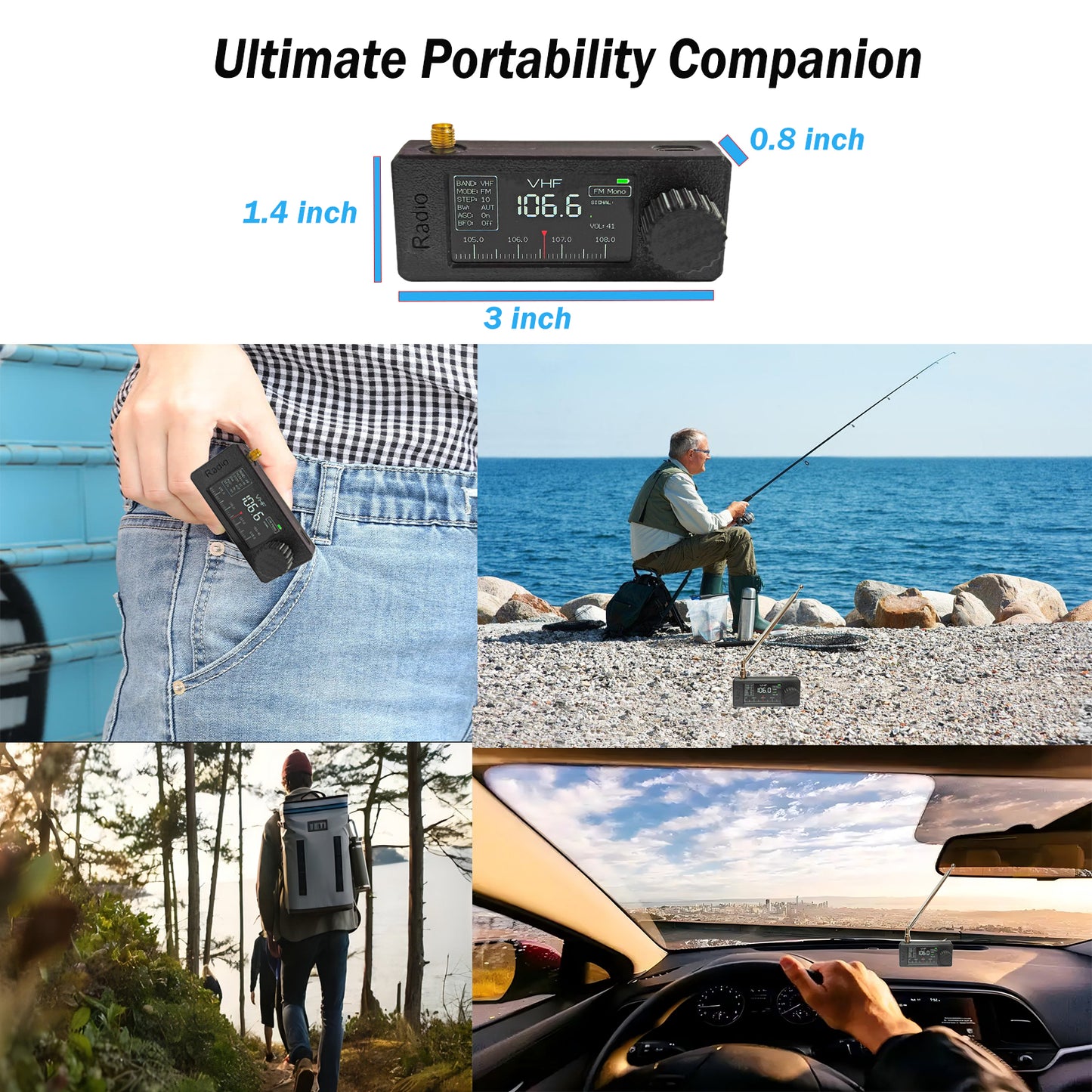 Si4732 Mini Radio Portable Shortwave Radio Receiver with 9" IPS Display |AM/FM/SW/LW/RDS Telescopic & Loop Antenna for Outdoor Adventures, Travel, and Daily Use
