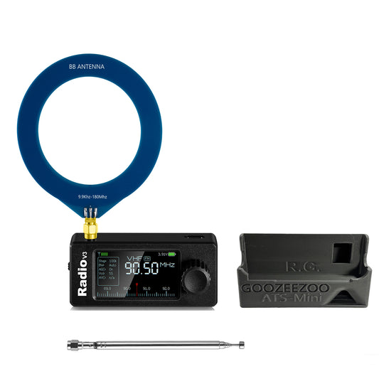 GOOZEEZOO Si4732-ESP32 V3 Mini Radio Pocket Shortwave Radio Receiver | Mode: AM/FM/LSB/USB Band: HF SW MW VHF All Band Radio Receiver | 800mAh Battery (with Radio Stand)