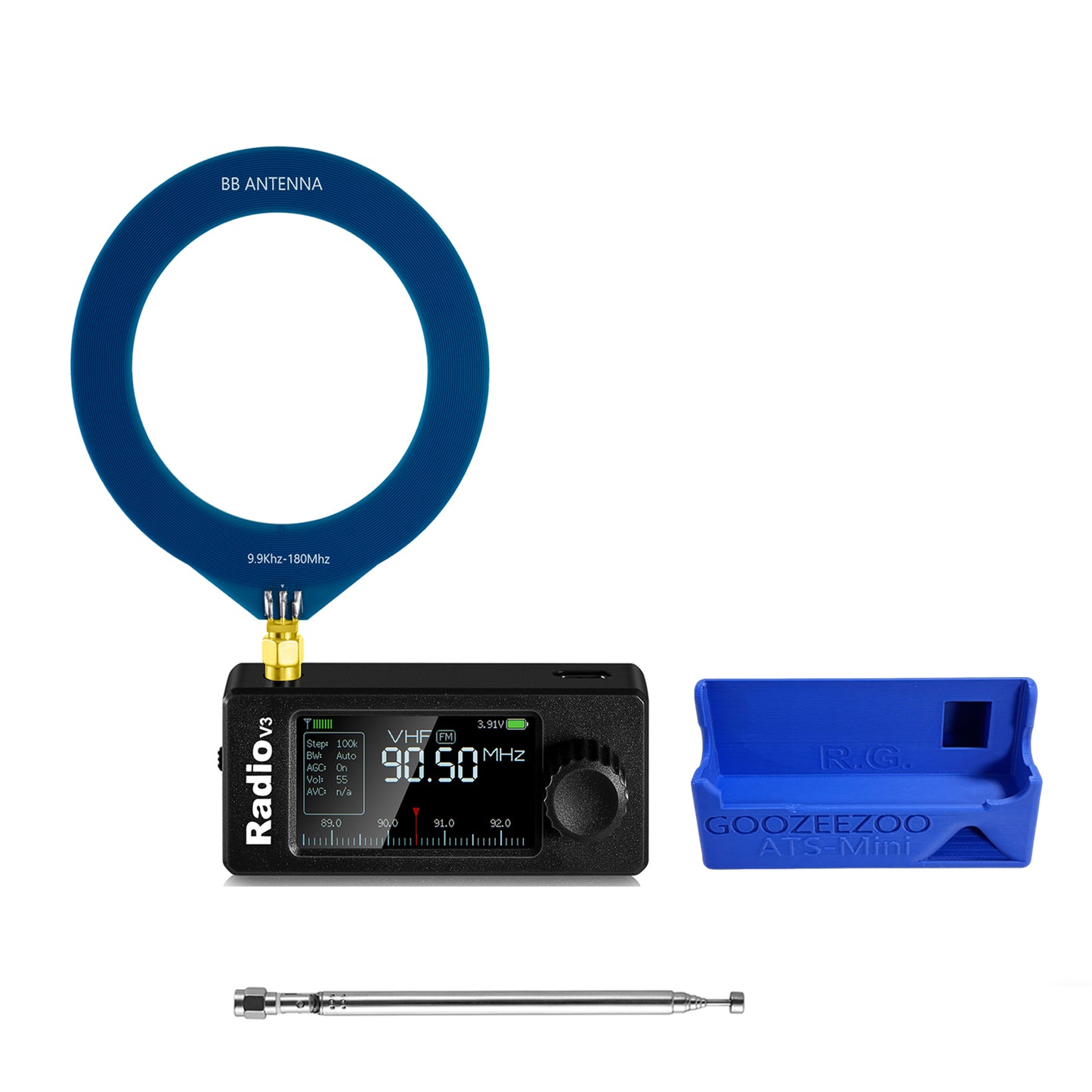 GOOZEEZOO Si4732-ESP32 V3 Mini Radio Pocket Shortwave Radio Receiver | Mode: AM/FM/LSB/USB Band: HF SW MW VHF All Band Radio Receiver | 800mAh Battery (with Radio Stand)