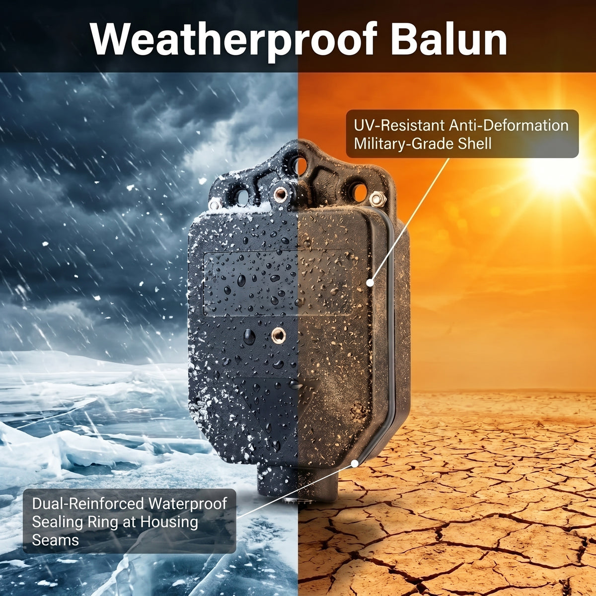 1:1 Current Balun, 1-54MHz 2000W High Power HF Shortwave Balun 64mm Large Ferrite Core, Ultra-Low SWR, Waterproof & UV-Resistant, Multi-Mount Design For 50Ohm Yagi/V-Type/Dipole Antennas