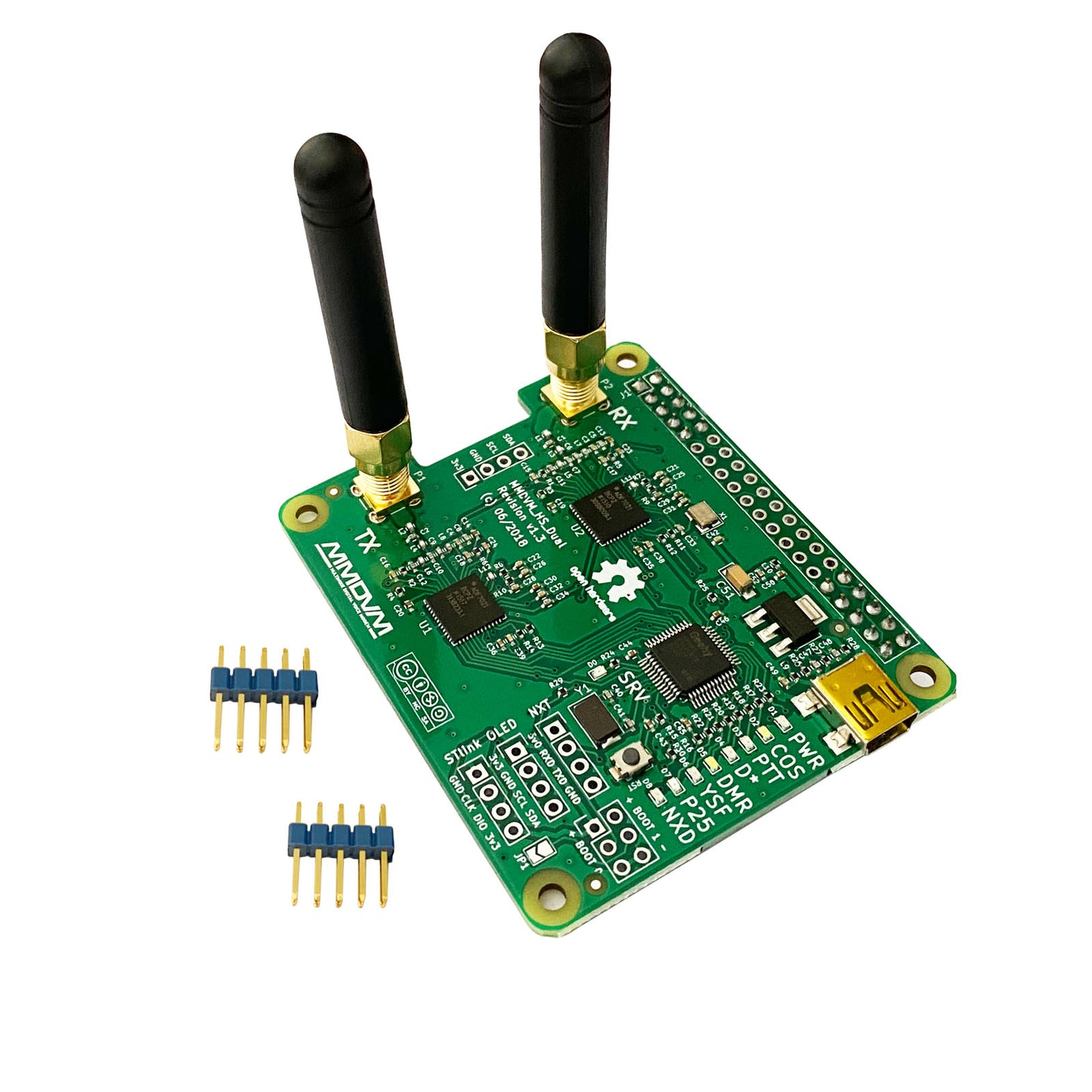 MMDVM Duplex Hotspot Module Dual Hat V1.5.2 Support P25 DMR YSF NXDN DMR Slot 1 + Slot 2 for Raspberry pi with USB Port (Without OLED)