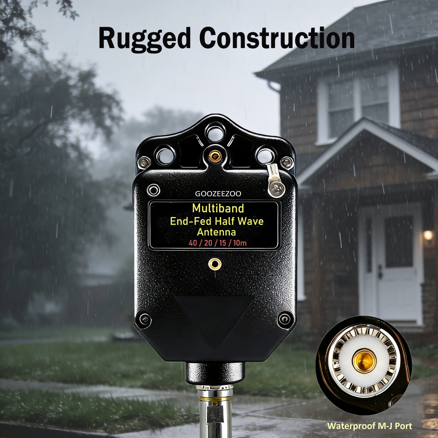 JYR4010-400W End Fed Half Wave Antenna 400W Shortwave Radio Antenna 4 Band 10m 15m 20m 40m Long Wire Antenna 1:64 Balun No Tuning