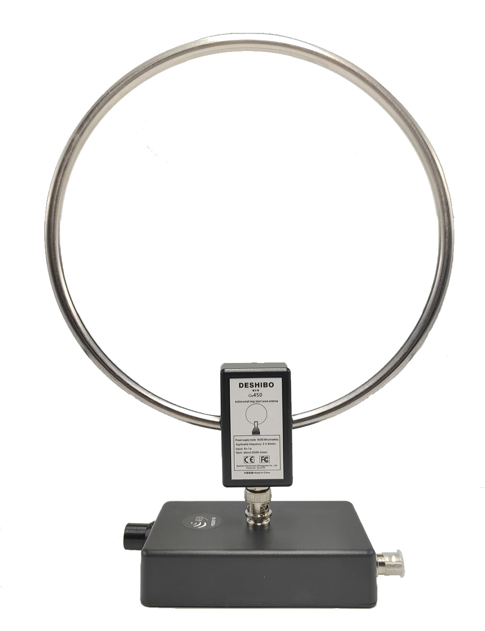 GA450 Loop Antenna, GOOZEEZOO Active Shortwave Radio Antenna with BNC Cable HF Antenna SW 2.3-30MHz MW 522-1710KHz Portable Receiving for Ham Radio