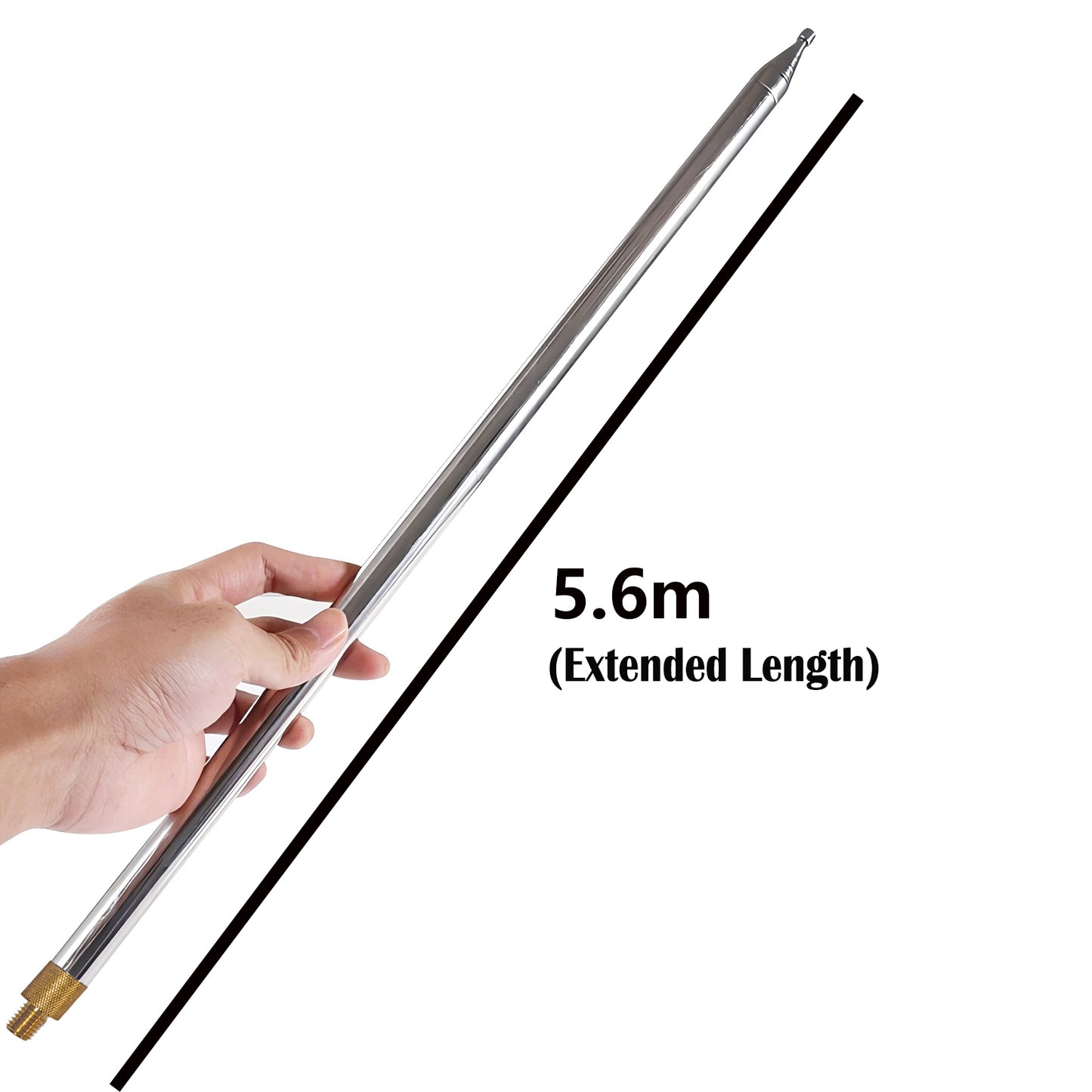 GOOZEEZOO 1pc 201 Stainless Steel Whip Antenna Pull Rod for JPC-12 HF Antenna 5m M10 External Thread Antenna(5.6 meters/16.4 ft)