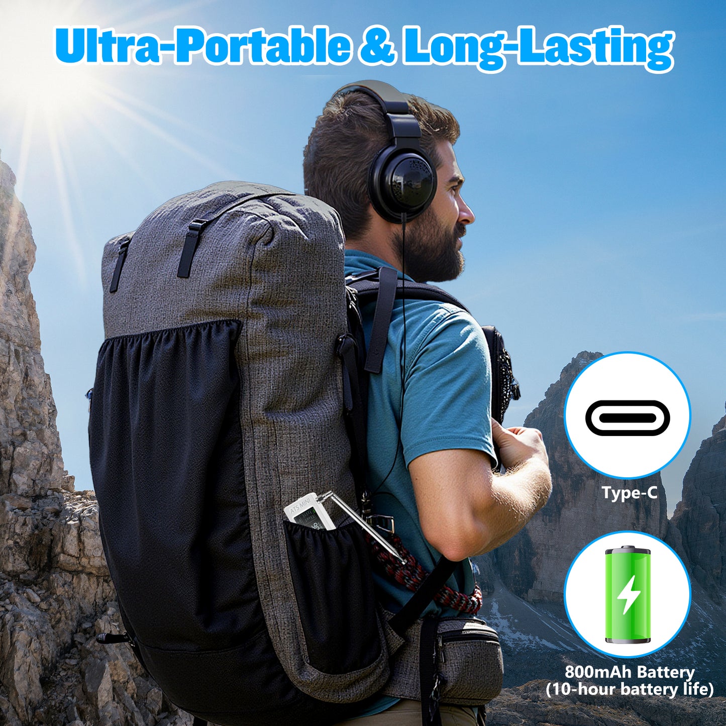 GOOZEEZOO Si4732-ESP32 V3.2 Mini Radio Pocket Shortwave Radio Receiver | Mode: AM/FM/LSB/USB Band: HF SW MW VHF All Band Radio Receiver | 800mAh Battery for Outdoor Adventures, Travel, and Daily Use