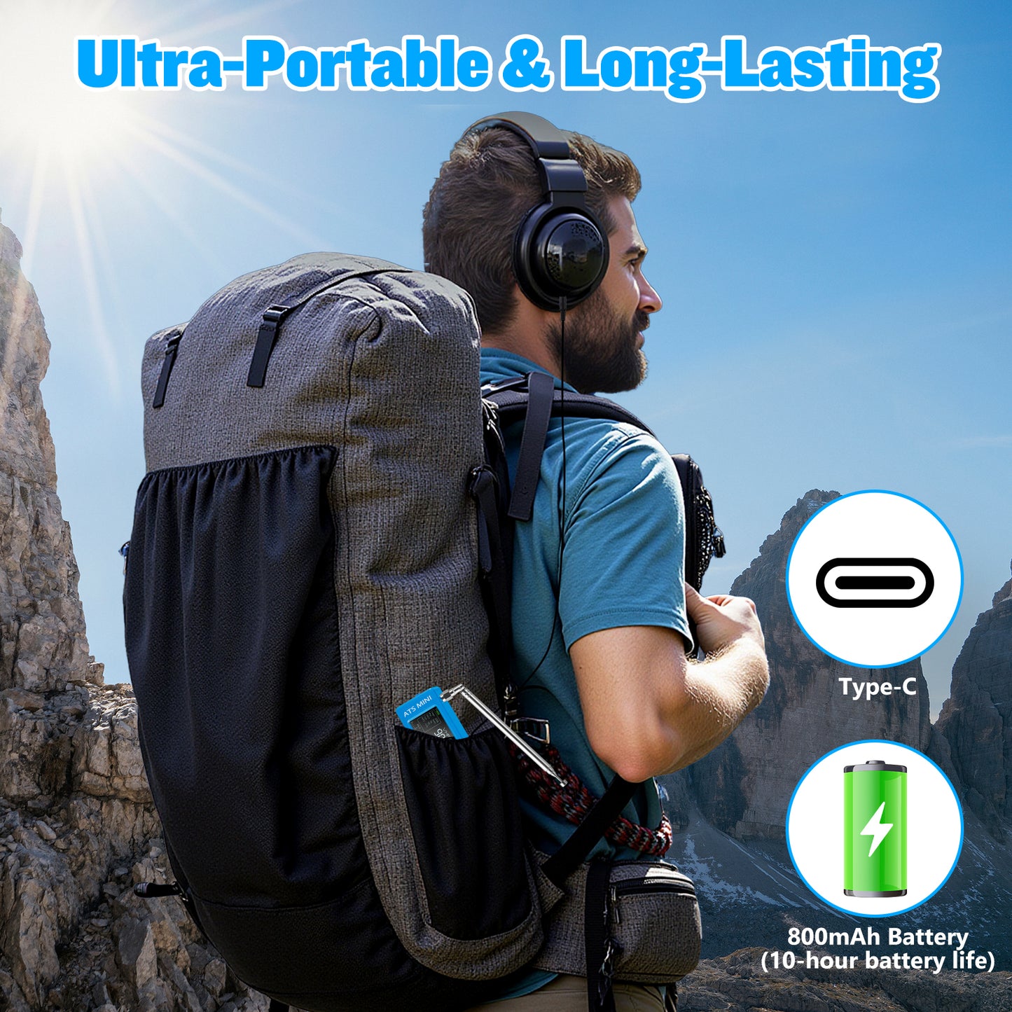 GOOZEEZOO Si4732-ESP32 V3.2 Mini Radio Pocket Shortwave Radio Receiver | Mode: AM/FM/LSB/USB Band: HF SW MW VHF All Band Radio Receiver | 800mAh Battery for Outdoor Adventures, Travel, and Daily Use