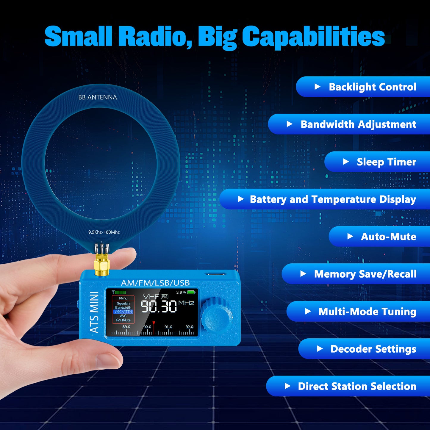 GOOZEEZOO Si4732-ESP32 V3.2 Mini Radio Pocket Shortwave Radio Receiver | Mode: AM/FM/LSB/USB Band: HF SW MW VHF All Band Radio Receiver | 800mAh Battery for Outdoor Adventures, Travel, and Daily Use