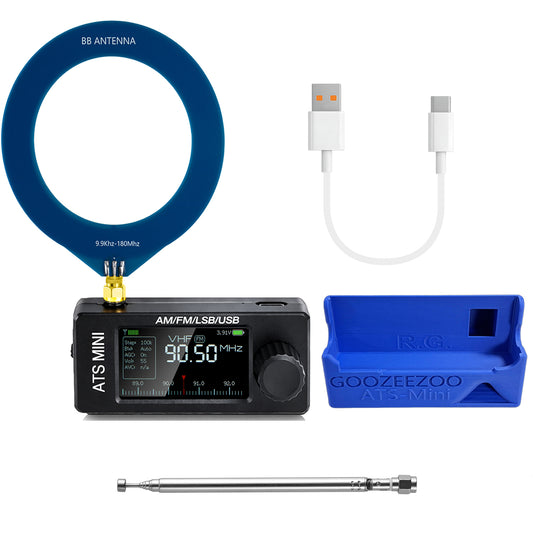 GOOZEEZOO Si4732 ATS Mini Radio Pocket Radio - AM/FM/LSB/USB/CW/RTTY All Band Receiver with 800mAh Battery, Built-in Headphone Amplifier, Hi-Z Circuit, Enhanced EMI Shielding, and Robust ESD Antenna Protection (with Radio Stand)